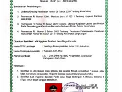 Kalapas Lhoksukon Yusnaidi Terima Sertifikat Ini dari Dinkes Aceh Utara