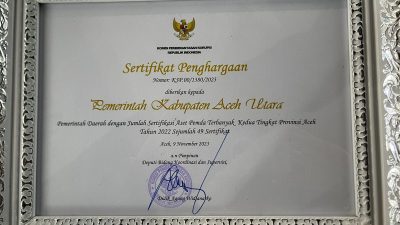 Pemkab Aceh Utara Terima Sertifikat Penghargaan dari KPK