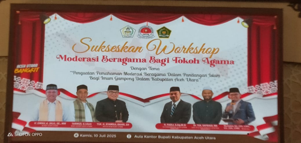 Workshop moderasi beragama dalam Islam diselenggarakan oleh FKUB Kabupaten Aceh Utara, Kamis, (10/7).