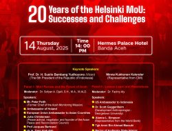 12 Negara Hadir untuk Peringati 20 Tahun MoU Helsinki di Banda Aceh