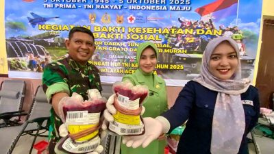 Bakti Sosial HUT ke-80 TNI, Korem Lilawangsa Kumpulkan 695 Kantong Darah