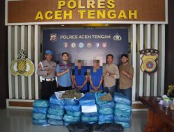 Satresnarkoba Polres Aceh Tengah Gagalkan Pengedaran 62 Kg Ganja, Dua Pelaku diamankan
