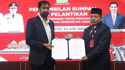 Muzakir Manaf Lantik Misran Fuadi sebagai Kepala Dinas Syariat Islam Aceh