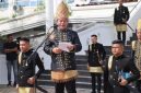 Bupati Aceh Utara Ayah Wa saat membaca pesan dan pidato pada Milad Samudra Pasai dan Aceh Utara ke-800 tahun 
