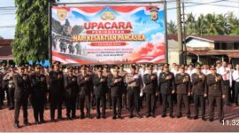 Wakapolres Asel bersama PJU Polres foto bersama seusai upacara peringatan Hari Kesaktian Pancasila di Aceh Selatan.(Foto/mediaaceh.co.id/istimewa).