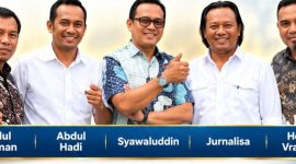 Dari kiri ke kanan: Abdul Rahman, Abdul Hadi, Syawaluddin, Jurnalisa, dan Hendra Vramenia. Kelima anggota PWI Aceh ini dinyatakan kompeten oleh LUKW Pikiran Rakyat Bandung sebagai calon penguji kompetensi wartawan. (Dok Peserta ToT Pikiran Rakyat)