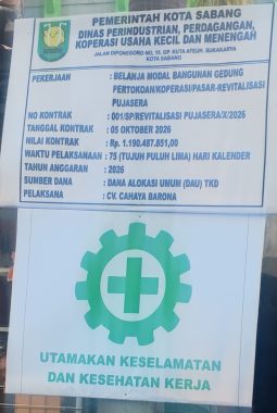 Proyek Pujasera Sabang Senilai Rp 1,3 Miliar Jadi Sorotan