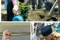 Bupati Tagore Sedang Menanam Bibit kopi bersama Wakilnya Armia pada saat penyaluran perdana 10,2 juta  bibit kopi di Kampung Bumi Ayu  kecamatan Timang Gajah Bener Meriah