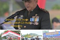 Dandim 0106/Aceh Tengah Letkol Czi Rudi Hariyanto saat membaca amanat Panglima TNI pada upacara HUT TNI Ke-80 tahun 2026.